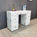 Table de coiffure MDF en verre en marbre blanc